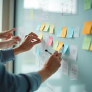 Haende in Aktion am Whiteboard