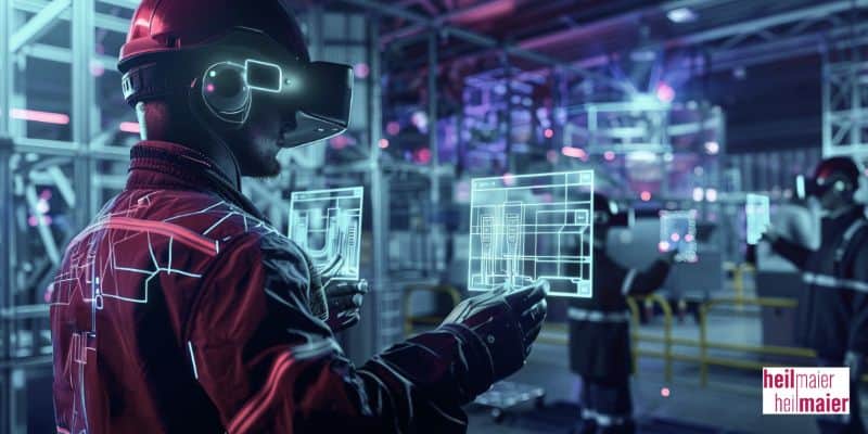 Mitarbeitender nutzt digitale Technologien in der Produktion als Beispiel dafür, wie Industrie 4.0 bestehende Organisationsstrukturen sichtbar macht